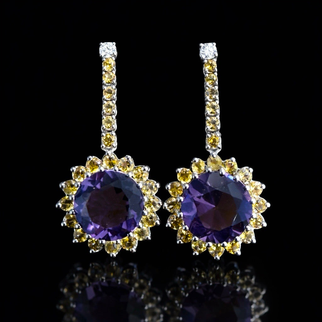 Round Amethyst Earrings