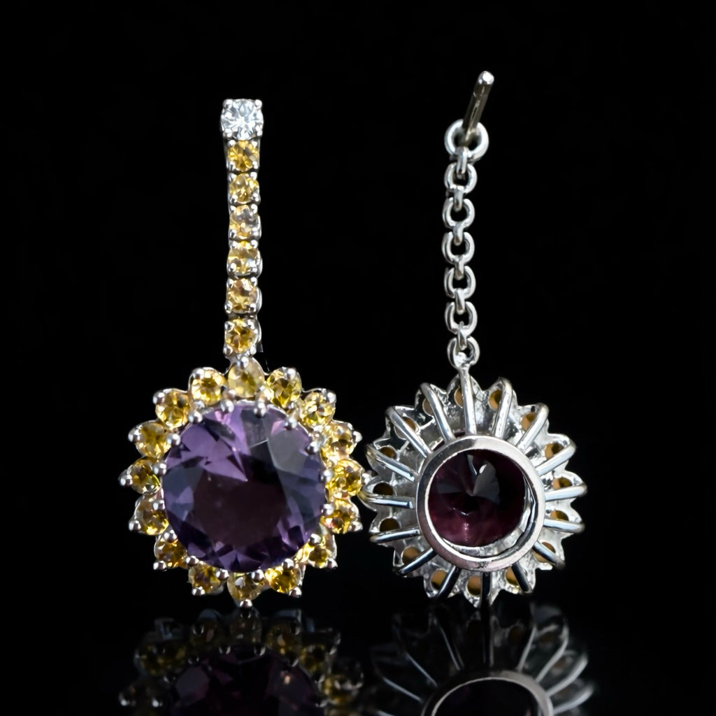 Round Amethyst Earrings