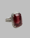 18kt White Gold Ring with Rare Peach Tourmaline and Diamond Accents