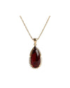 18kt Gold Pendant with Claret Red Drop Garnet and Diamond Accents