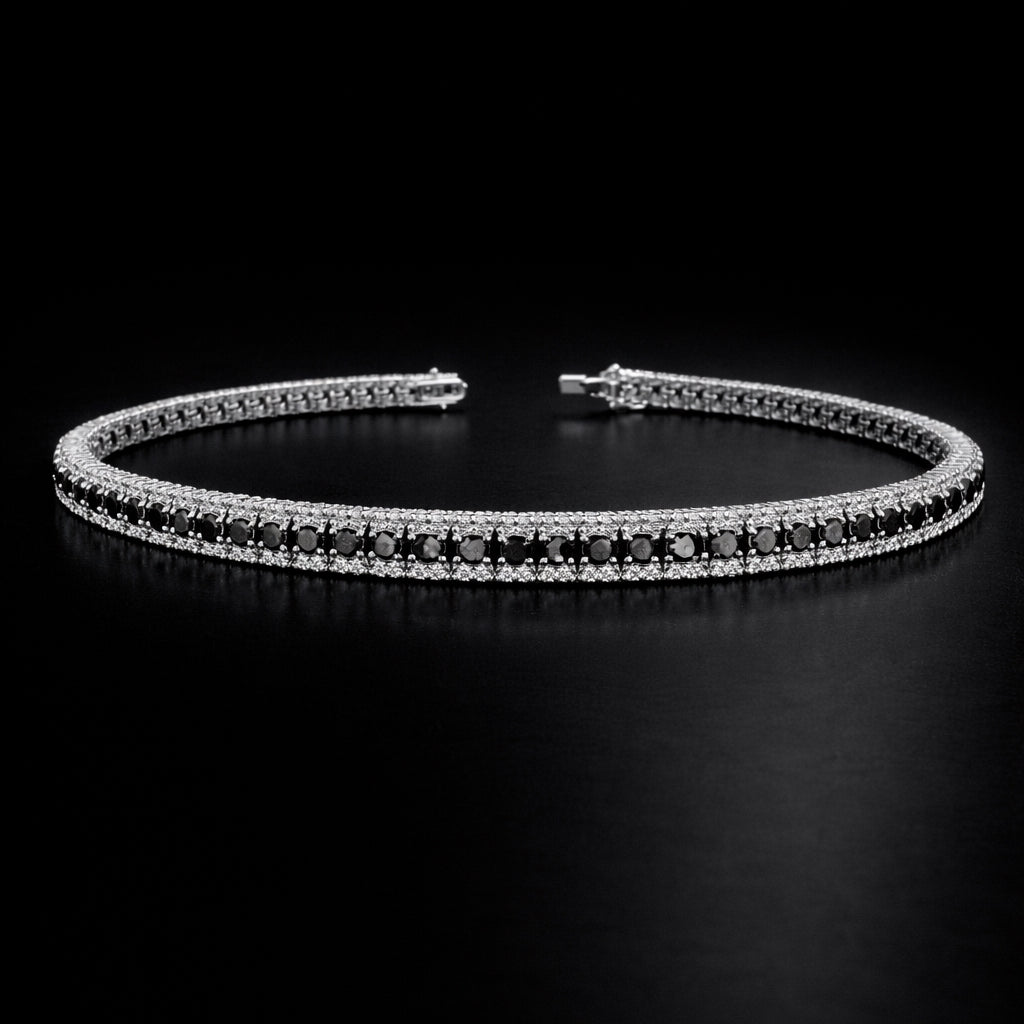 Black and White Diamond Tennis Bracelet