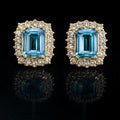 Emerald Aquamarine Cognac Diamond Earrings
