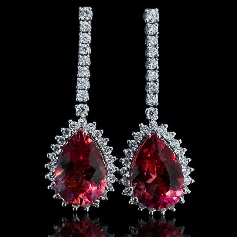 Rubellite Tourmaline Drops Earrings