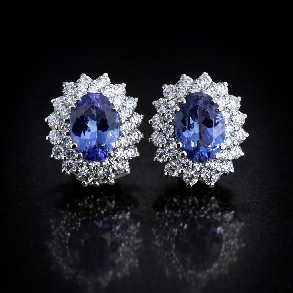 Blue Sapphire French Clip Earrings