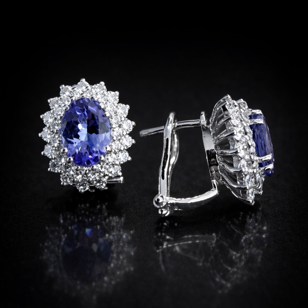 Blue Sapphire French Clip Earrings