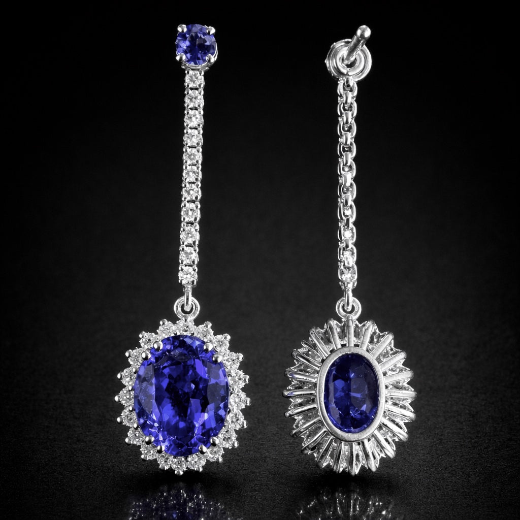 Octagonal Tanzanite Drops Earrings
