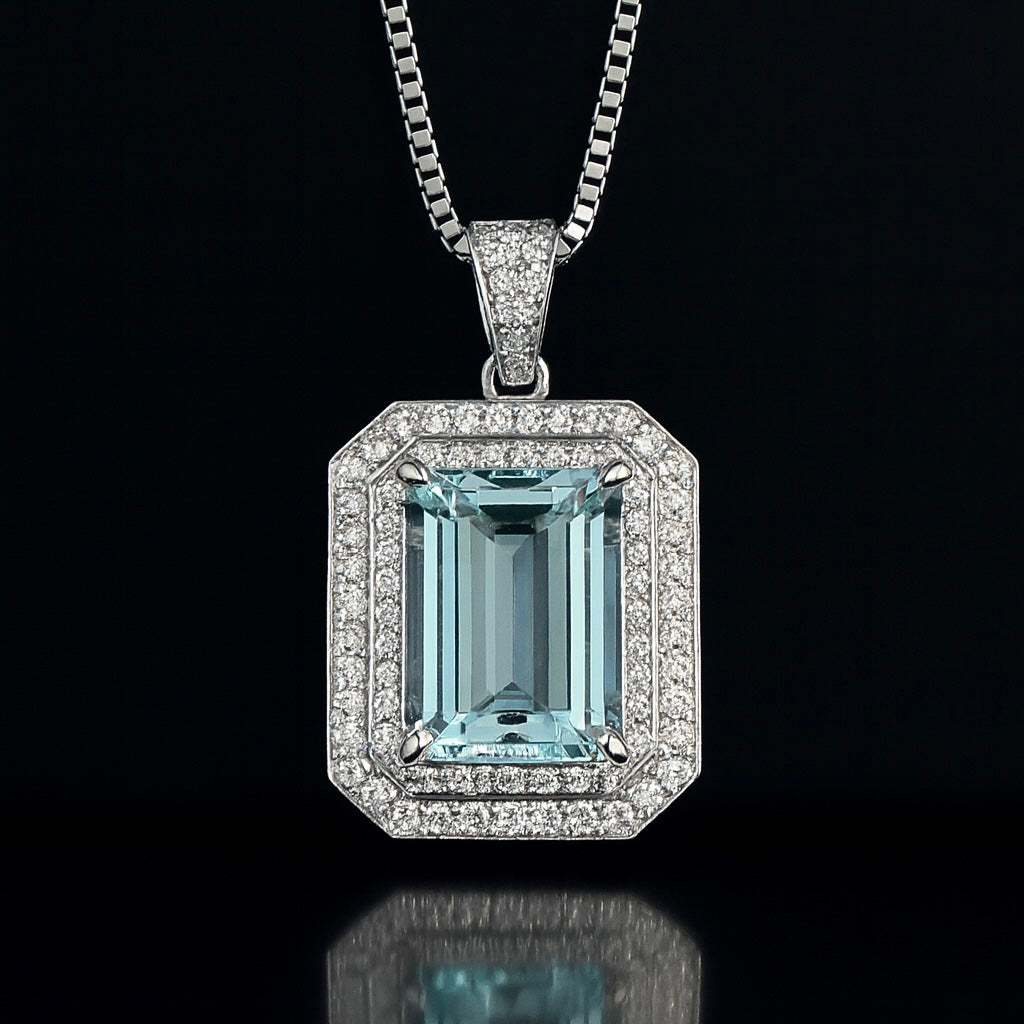 Emerald Aquamarine Pendant