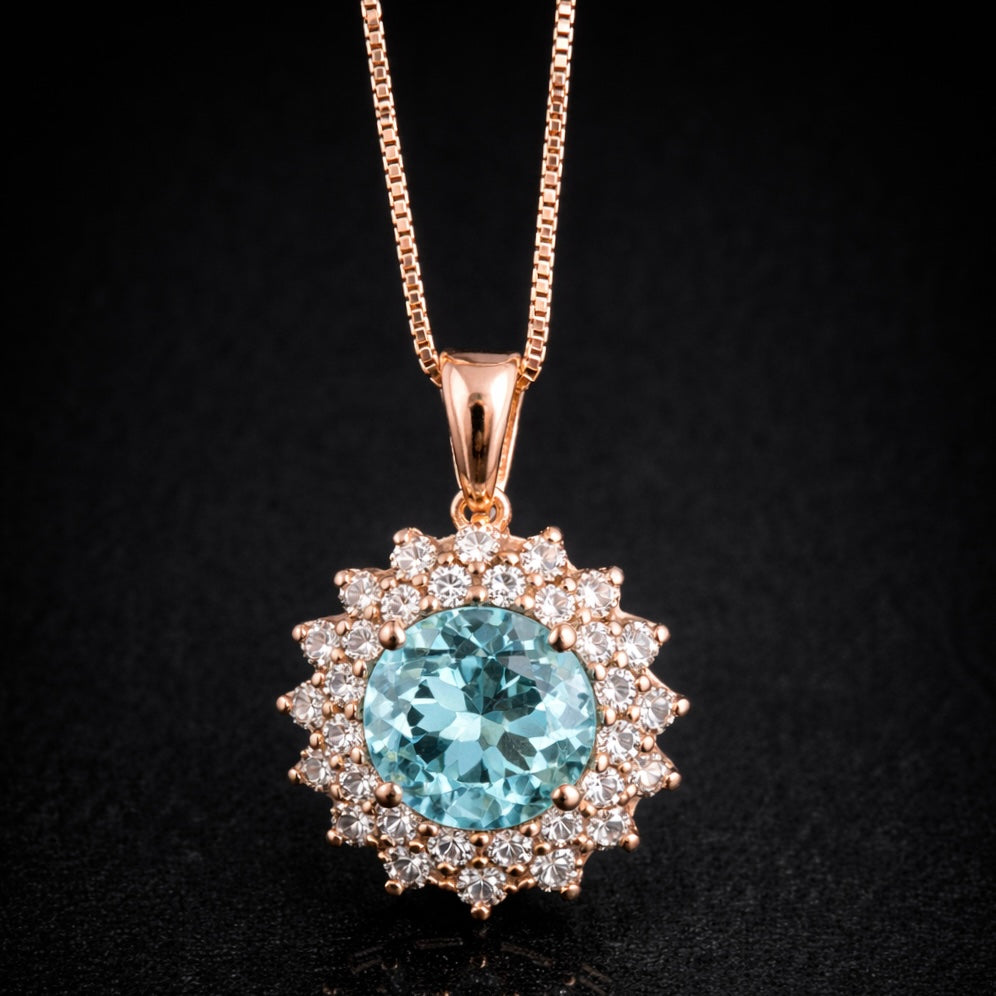 Round Aquamarine Pendant