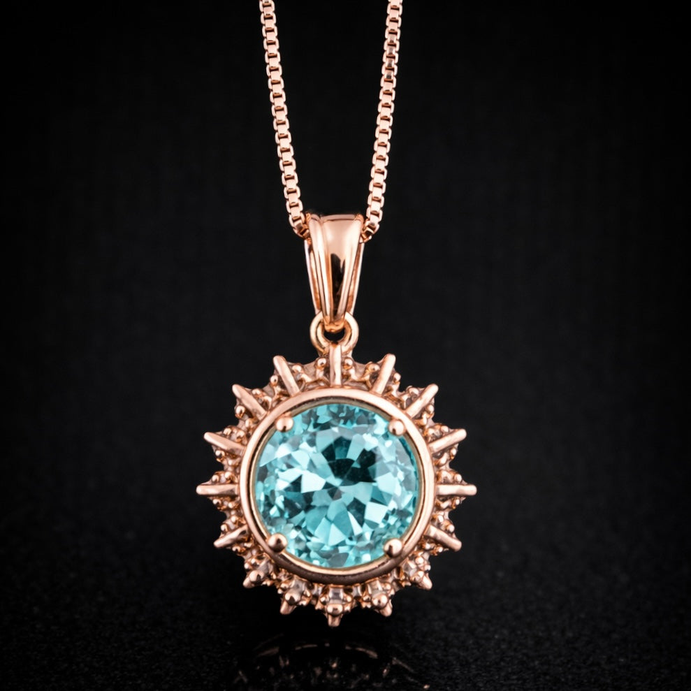 Round Aquamarine Pendant