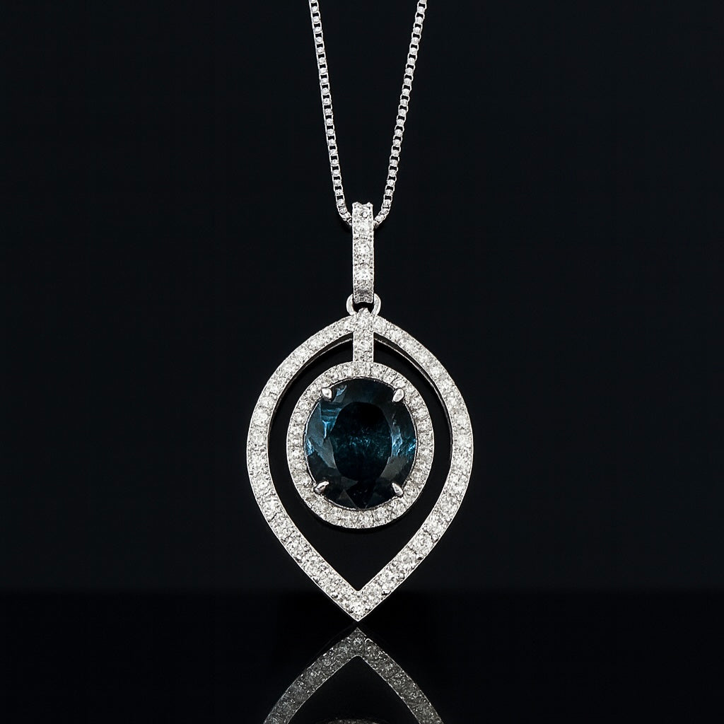 Oval Indicolite Tourmaline Pendant