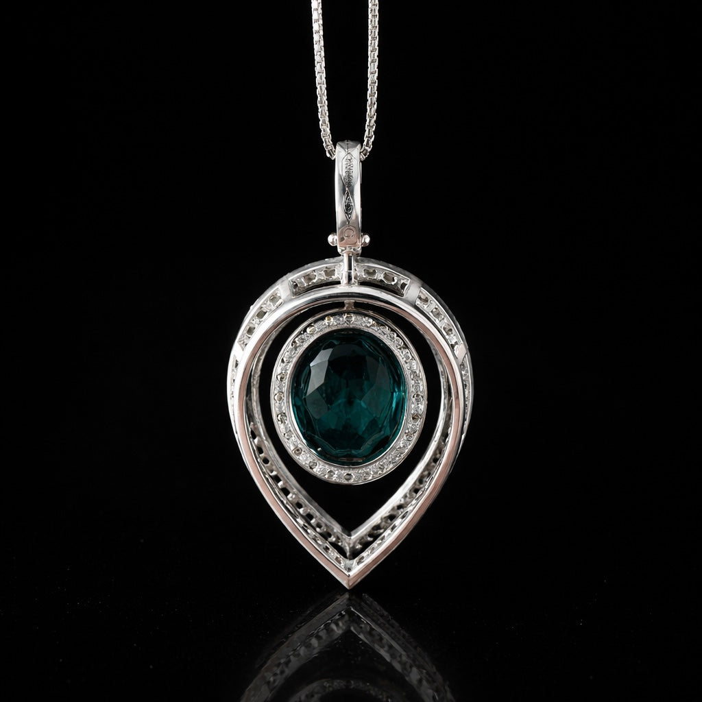 Oval Indicolite Tourmaline Pendant