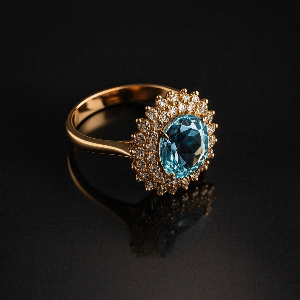 Floating Setting Aquamarine Ring